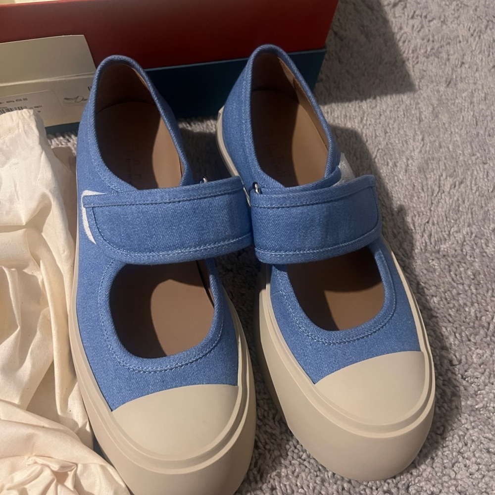 Marni Blue and Cream Moccasins
